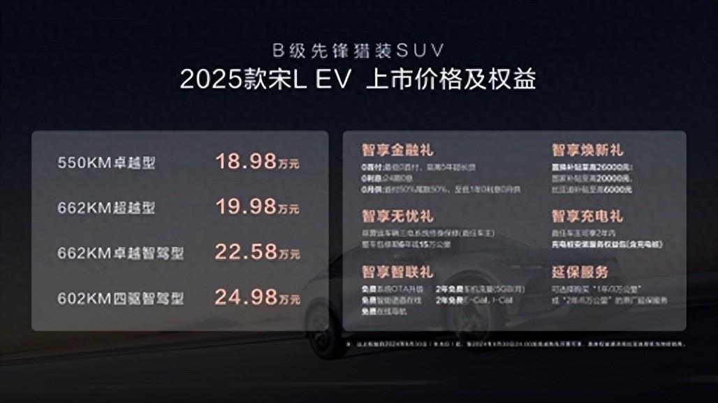 18.98萬(wàn)元起！比亞迪宋L EV 2025款正式上市
